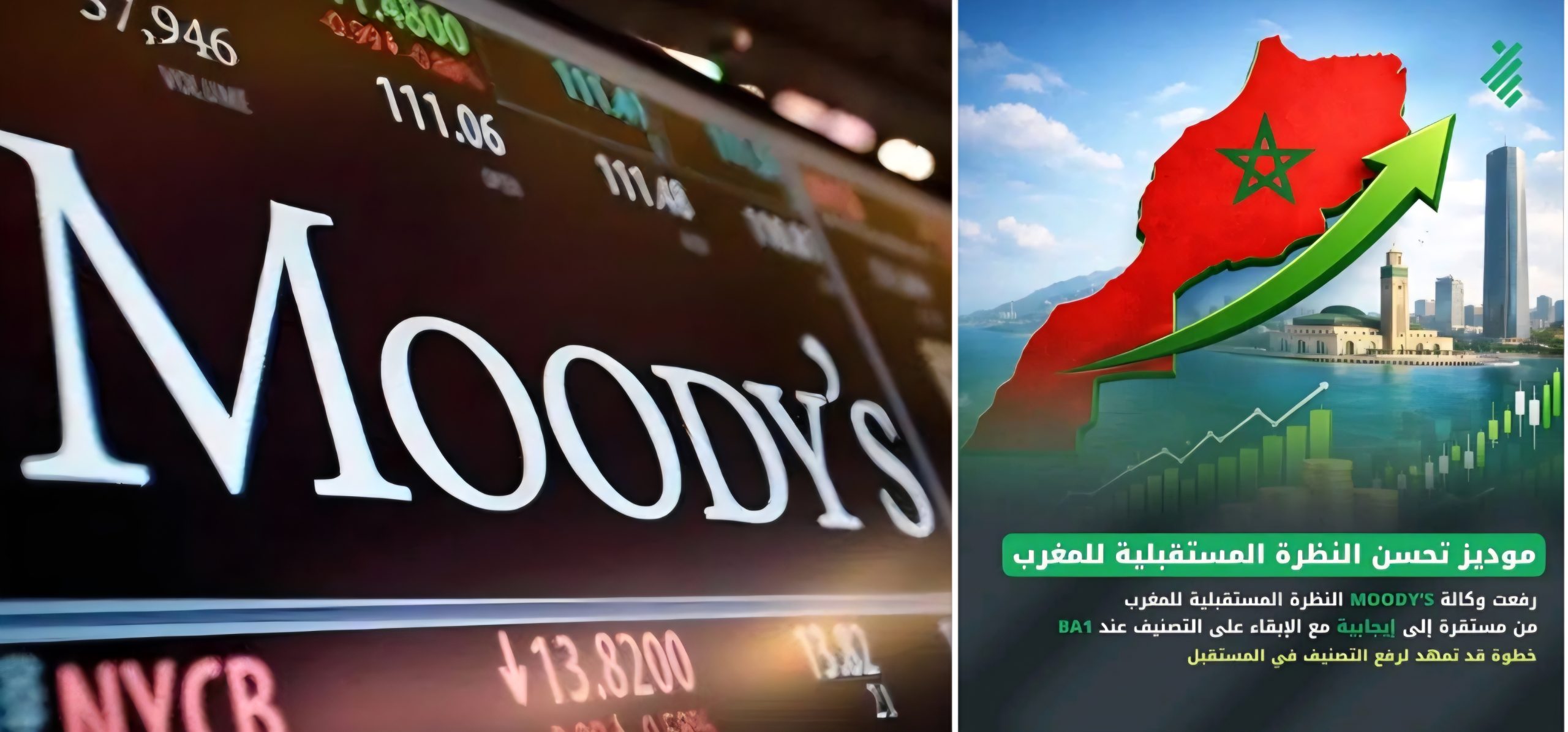 تقرير “موديز” على التصنيف السيادي للمغرب عند Ba1 (وهو أعلى مستوى في فئة المضاربة) ويراجع نظرته المستقبلية من “مستقرة” إلى “إيجابية”