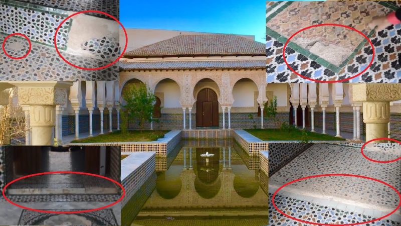 تَلَفُ زليج قصر المشور بتلمسان الجزائري وتشويهه بالإسمنت في غياب صناع تقليديين لترميمه (فيديو)