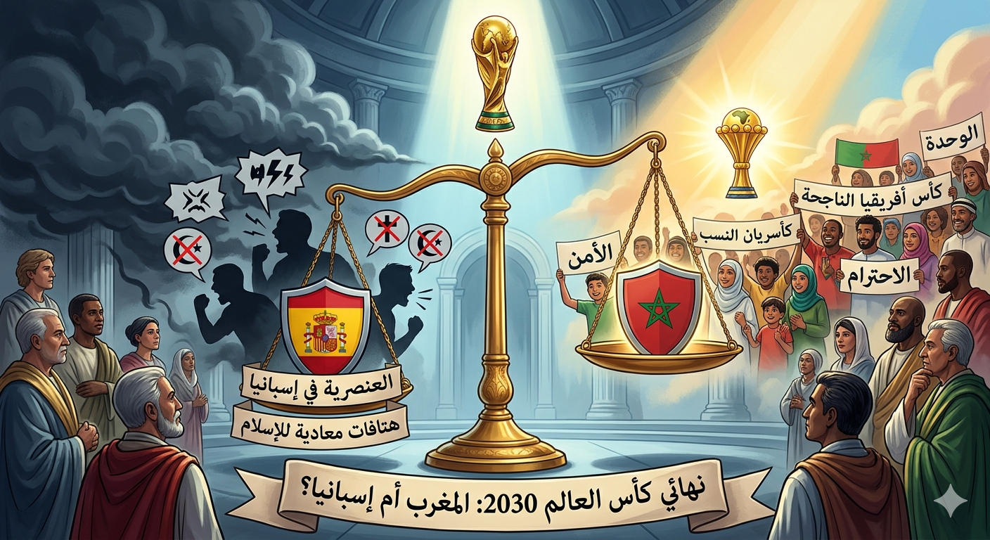 مغرب التعايش أحق من إسبانيا باحتضان نهائي كأس العالم 2030 بحكم أن الجماهير الاسبانية رفعت شعارات وهتافات عنصرية  في مباراة ودية تدينها المواثيق الدولية
