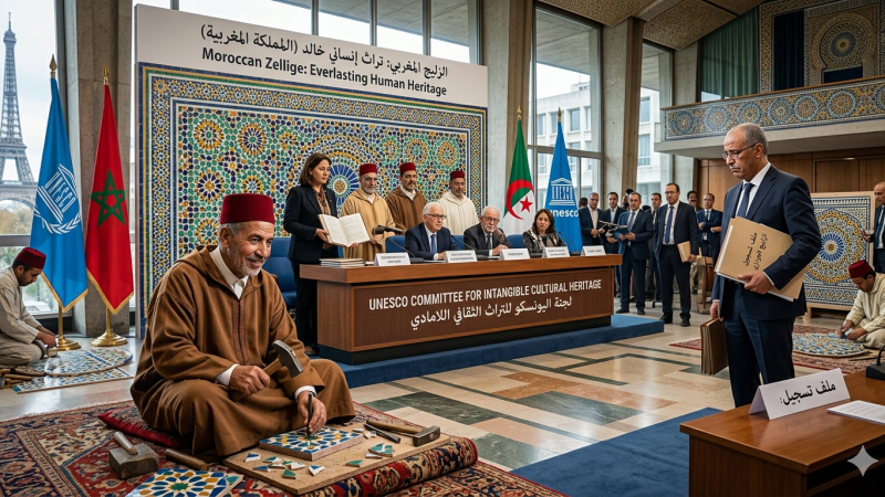 الجزائر توقفت عن الحديث بتسجيل الزليج لدى اليونيسكو كثراث لا مادي جزائري خلافا لما سبق، اتقاء لصدمة “قغطانية” موجعة، بعد تقديم المغرب لاعتراض مدعم بواقع ممارسة حرفية
