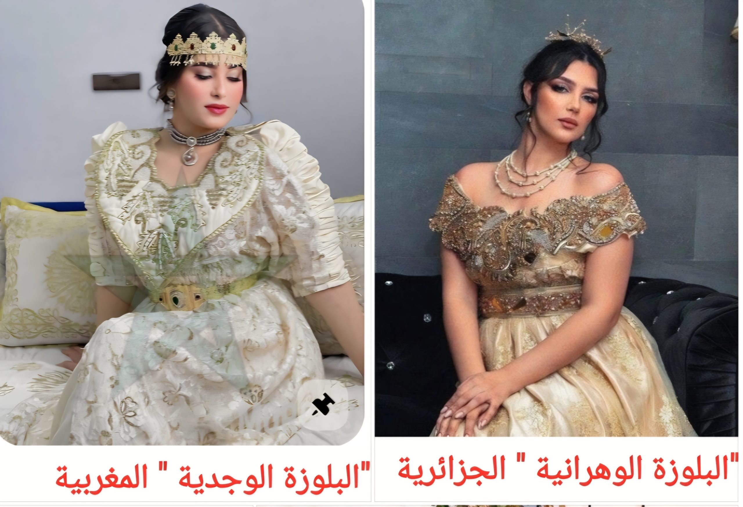 البلوزة الوجدية تعكس مجتمعاً يعتز بأصالته ووقاره وتاريخه، بينما البلوزة الوهرانية الأقرب إلى الفستان الغربي، تعكس مساراً تاريخياً طالته رياح التأثير الأوروبي الكولونيالي