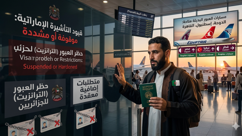 الإمارات العربية المتحدة تُعلّق تأشيرات العبور للجزائريين وفرض قيود جديدة مع احتمال اشتراط “شهادة حسن سيرة وسلوك