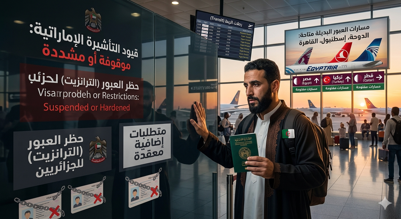 الإمارات العربية المتحدة تُعلّق تأشيرات العبور للجزائريين وفرض قيود جديدة مع احتمال اشتراط “شهادة حسن سيرة وسلوك