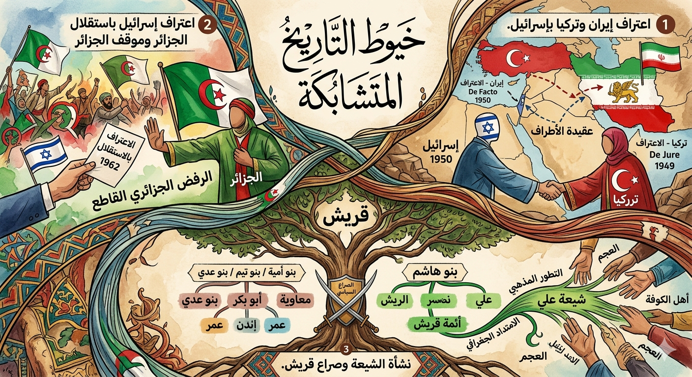 مفارقات عجيبة: إيران هي ثاني دولة إسلامية تعترف بإسرائيل بعد تركيا وإسرائيل من بين الدول الأوائل تعترف باستقلال الجزائر وعرب قريش هم من صنعوا الشيعة