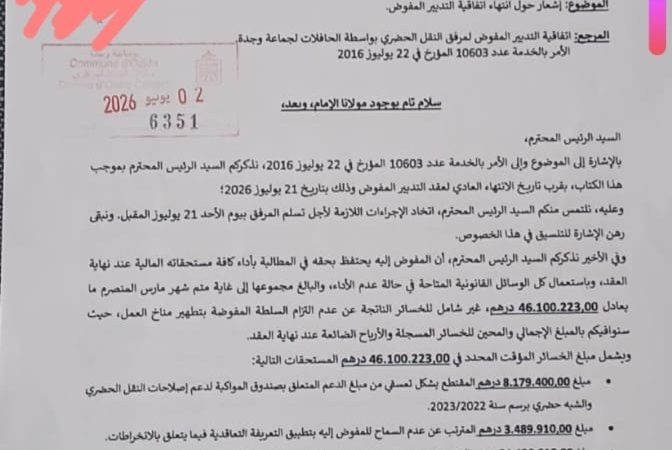 بدل ان تسقط جماعة وجدة عقد شركة  “موبيليس “، هذه الاخيرة تعلن انهاء العقد