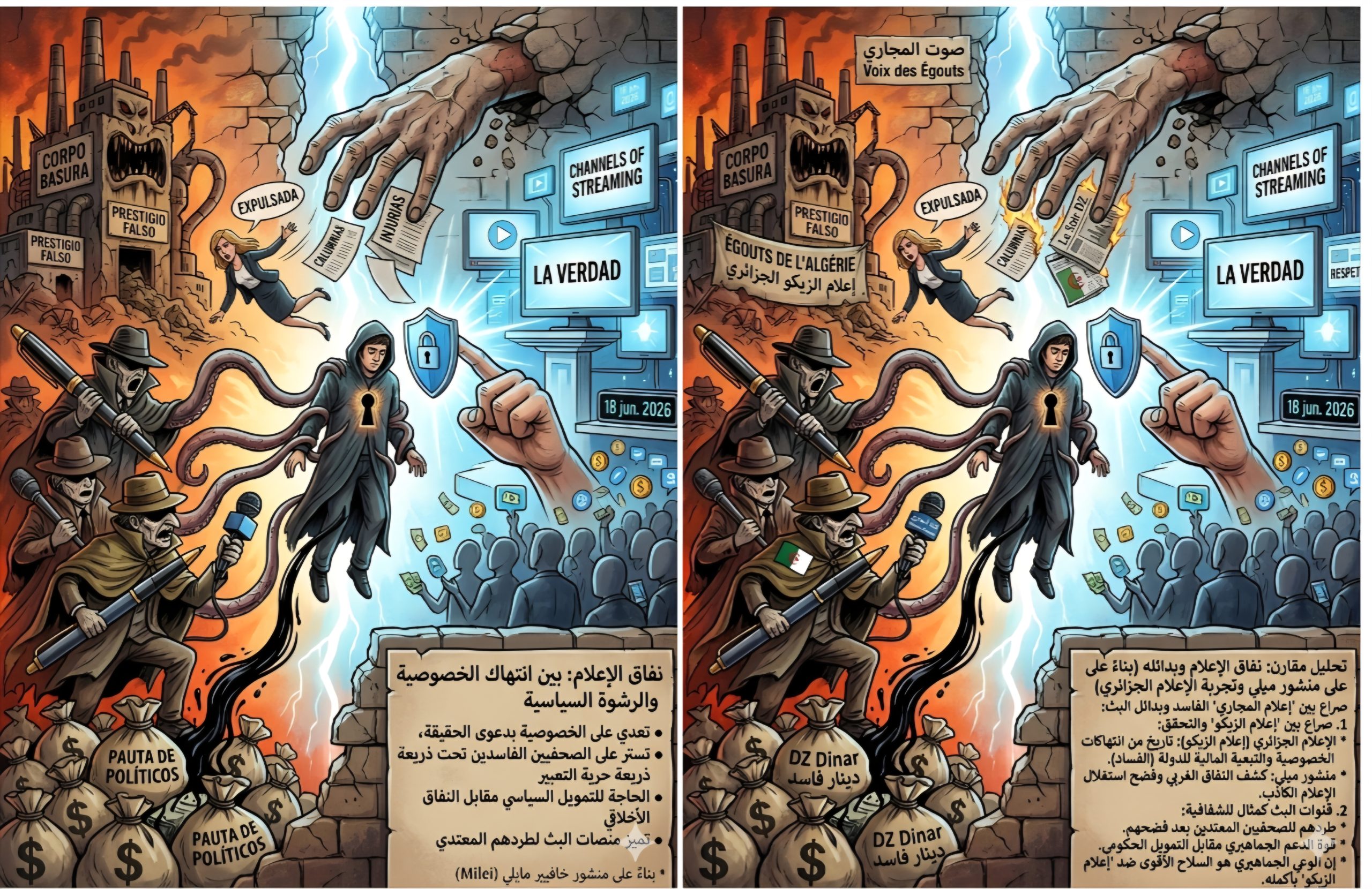 انتقاد الرئيس الأرجنتيني الحاد لإعلامه الشاذ الملقب ب”إعلان القمامة” ينطبق تماما على “الكيان الإعلامي” الجزائري الفاسق والفاسد، الملقب ب”إعلام الزيڭو” (قناة الصرف الصحي)