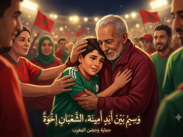 حقيقة الطفل الامريكي الجزائري ضحية اعتداء في فيديو : الجمهور المغربي ينقذ الطفل وسيم ويحتضنه ويفنذ أكاذيب النظام الجزائري الخبيث والحقير