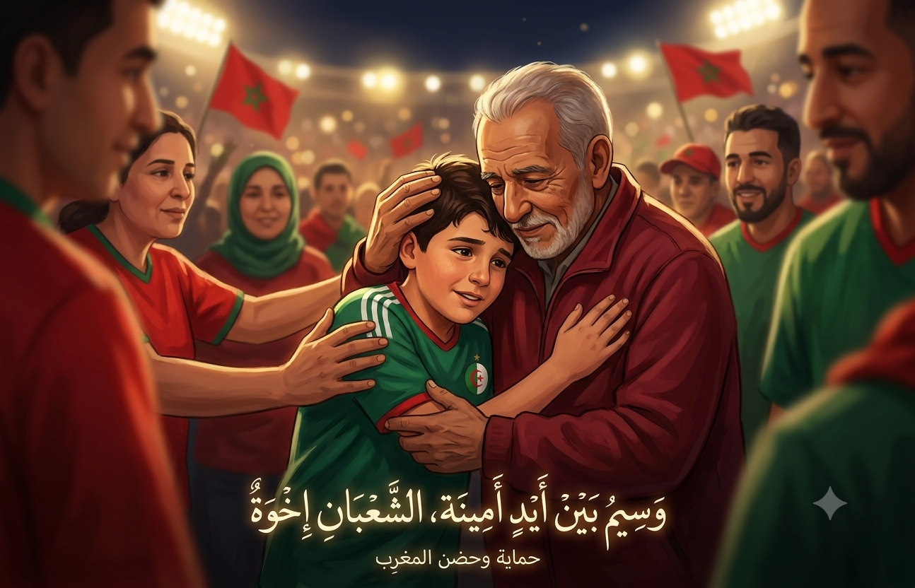 حقيقة الطفل الامريكي الجزائري ضحية اعتداء في فيديو : الجمهور المغربي ينقذ الطفل وسيم ويحتضنه ويفنذ أكاذيب النظام الجزائري الخبيث والحقير