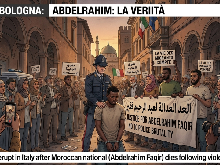 عدسة الجيران تفضح المستور: مواطن مغربي يلقى حتفه إثر عملية اعتقال عنيفة من قبل الشرطة في إيطاليا أشعلت مظاهرات منددة في مدينة بولونيا للمطالبة بالعدالة