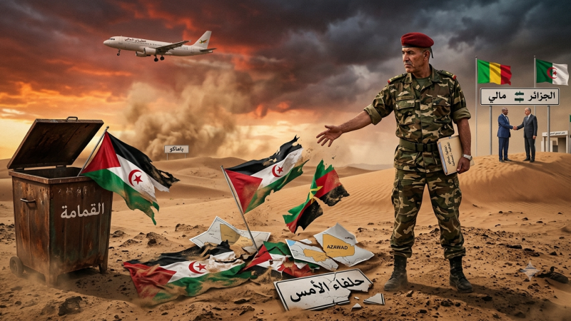 رِمَالُ السَّاحِلِ الْمُتَحَرِّكَةُ: «عُقْدَةُ الصَّحْرَاءِ» تَدْفَعُ الْجَزَائِرَ لِلتَّخَلِّي عَنْ أَوْرَاقِهَا… ضَحَّتْ بِحُلَفَائِهَا الْأَزَوَادِيِّينَ لِإِرْضَاءِ مَالِي وَدَرْسٌ قَاسٍ لِلْبُولِيسَارِيُو الذَّاهِبَةِ لِلْقُمَامَةِ