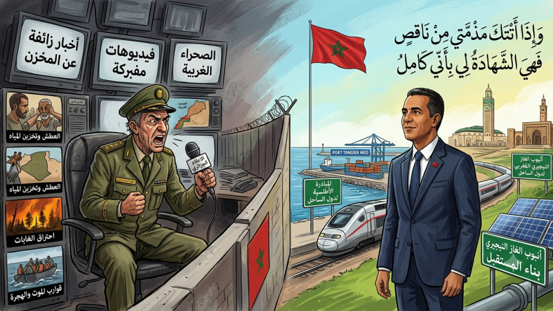 وَإِذَا أَتَتْكَ مَذَمَّتِي مِنْ «نِظَامٍ».. عَنْ إِفْلَاسِ الْعَسْكَرِ وَانْتِصَارَاتِ الْمَمْلَكَةِ… إِعْلَامُ الشَّتَائِمِ: كَيْفَ تَفْضَحُ وِكَالَةُ الْأَنْبَاءِ الْجَزَائِرِيَّةُ الْهَزَائِمَ الْمُتَتَالِيَةَ لِقَصْرِ الْمُرَادِيَّةِ