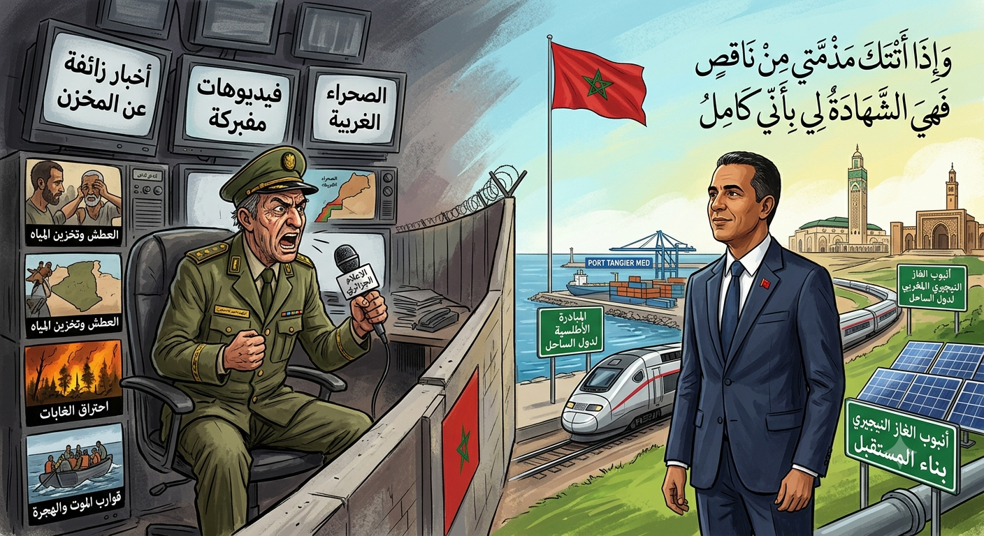 وَإِذَا أَتَتْكَ مَذَمَّتِي مِنْ «نِظَامٍ».. عَنْ إِفْلَاسِ الْعَسْكَرِ وَانْتِصَارَاتِ الْمَمْلَكَةِ… إِعْلَامُ الشَّتَائِمِ: كَيْفَ تَفْضَحُ وِكَالَةُ الْأَنْبَاءِ الْجَزَائِرِيَّةُ الْهَزَائِمَ الْمُتَتَالِيَةَ لِقَصْرِ الْمُرَادِيَّةِ